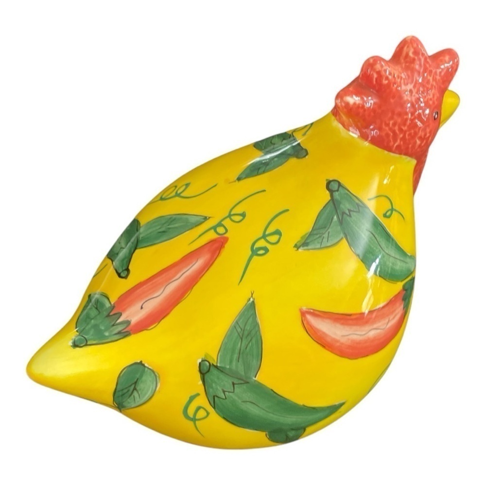 Rooster & Hen Chili Peppers & polka dot Hand Painted ceramic figurine VTG, farm - Picture 7 of 16